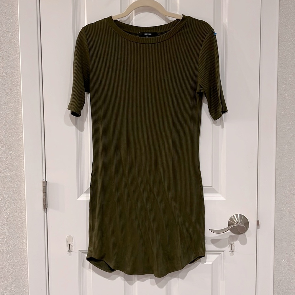 Forever 21 Olive Green Fitted Dress